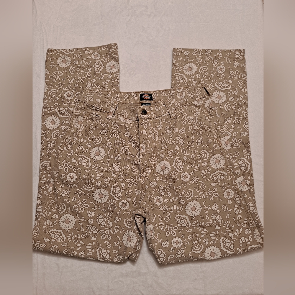 Dickies Men's Floral Khaki Canvas Chinos Jeans Utility Pants